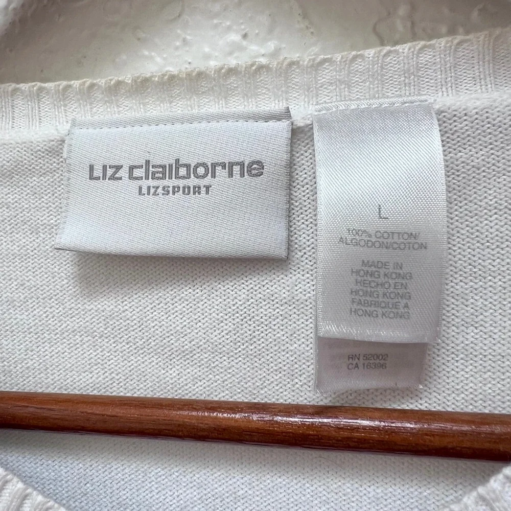 Liz Claiborne Lizsport Womens American Flag Cardigan Sweater Stars Stripes Large - Picture 3 of 4